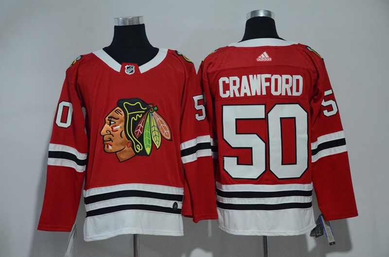 Men Chicago Blackhawks #50 Crawford Red Hockey Stitched Adidas NHL Jerseys